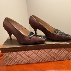 Sam’s Fifth Avenue size 6 B Brown Suede & Black lizard. 3” heel. Vintage